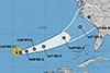 显示飓风佛罗伦萨预测路径的地图